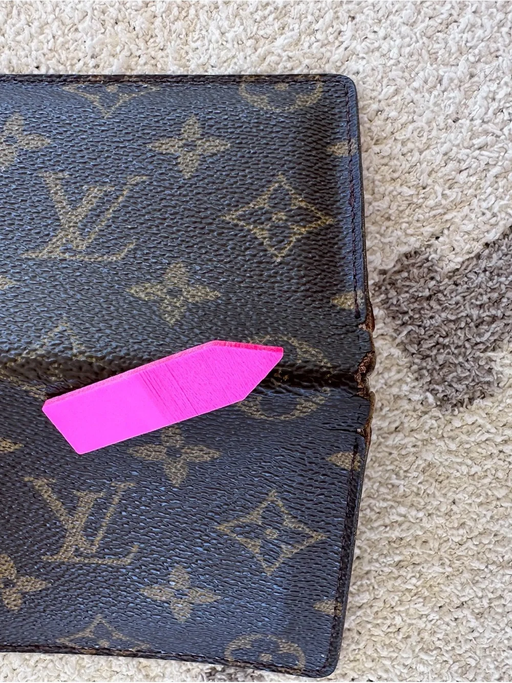Louis Vuitton Monogram Canvas Card/Passport Sleeve in Brown and Gold